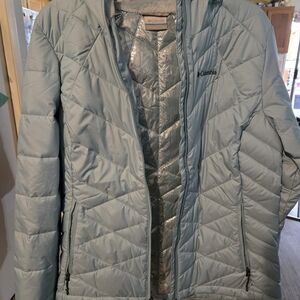 Columbia Heavenly Hooded Women's Light Blue Jacket, Size Large